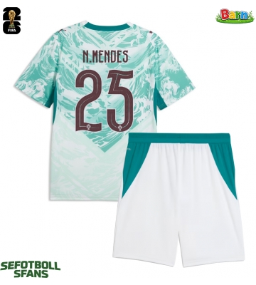 Portugal Nuno Mendes #25 Bortaställ Barn VM 2026 Kortärmad (+ Korta byxor)